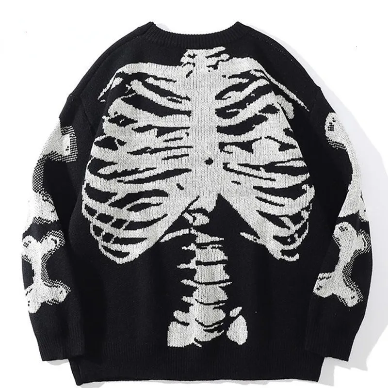 Sweaters masculinos Autumn e Winter Trendy Brand Men Skull Round pescoço de suéter comprido moda de moda casal solto solto retro y2k suéter 230818