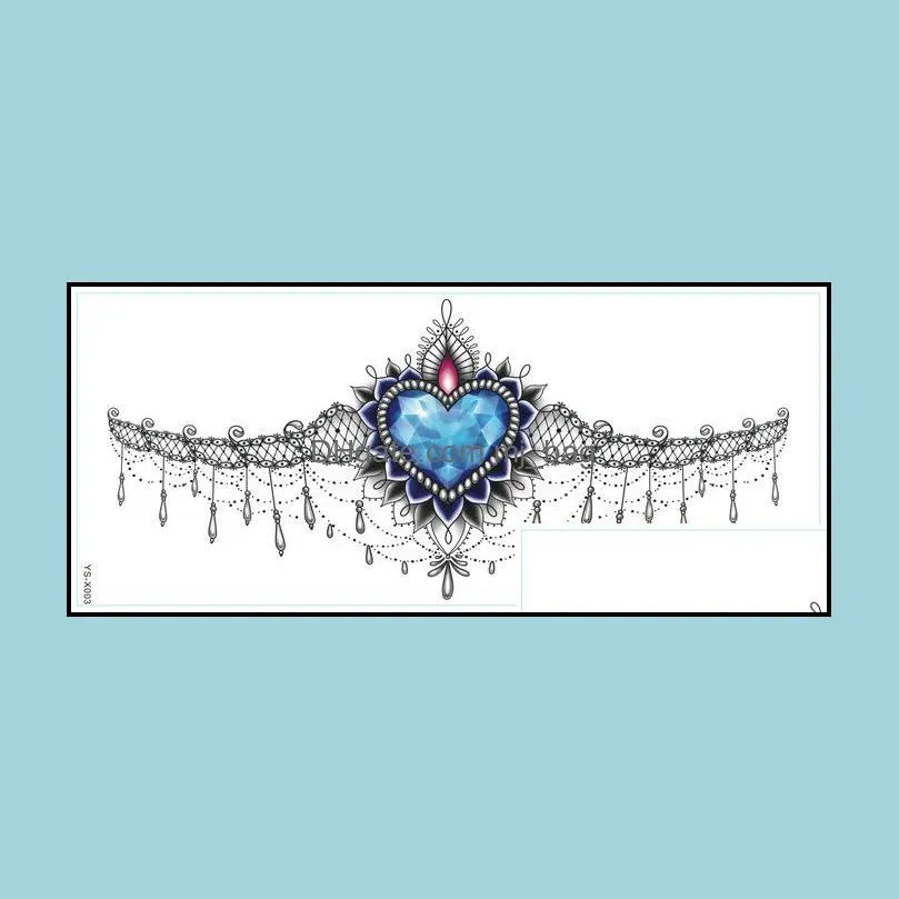 chest temporary flower tattoos jewelry body tattoos art stickers for women chest waist lower back decorative stickers waterproof