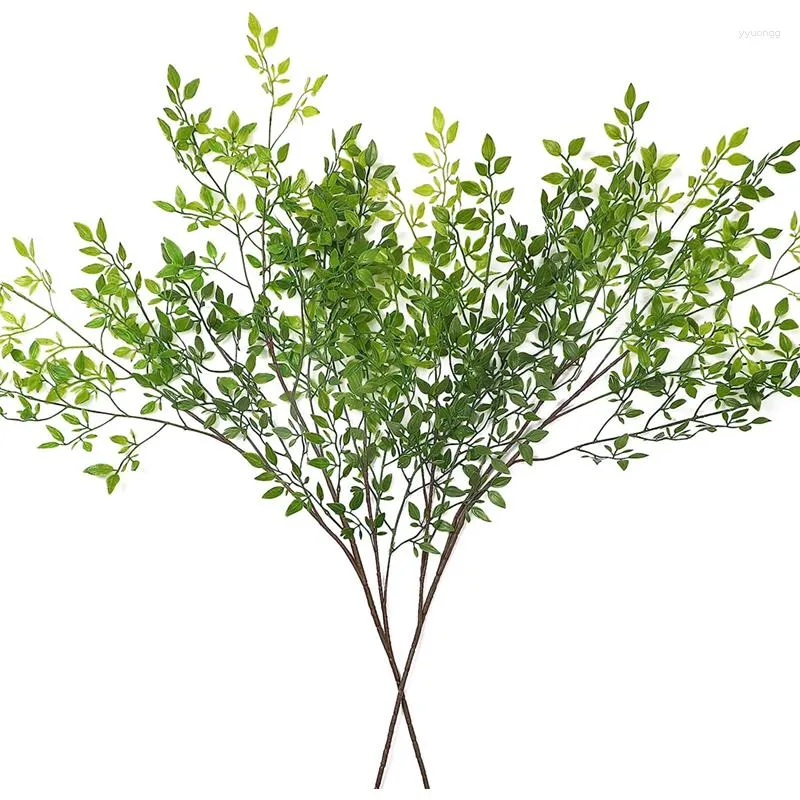 Dekorative Blumen künstlicher Eukalytus Grüne Zweige Faux Ficus Zweig Home Office Shop Dekoration Bambus Pflanze Zweig Grün Grüne Stiele Blatt