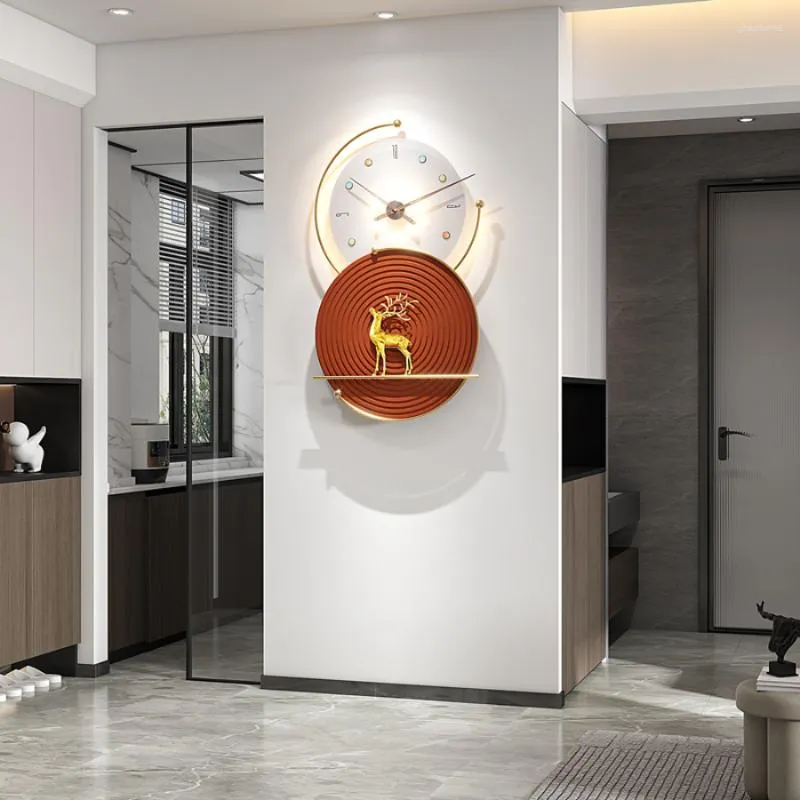 Wall Clocks Art Deco Clock Luxury Living Room Red Home Decoration Gift Round Unique Fashion Modern Design Horloge Decor