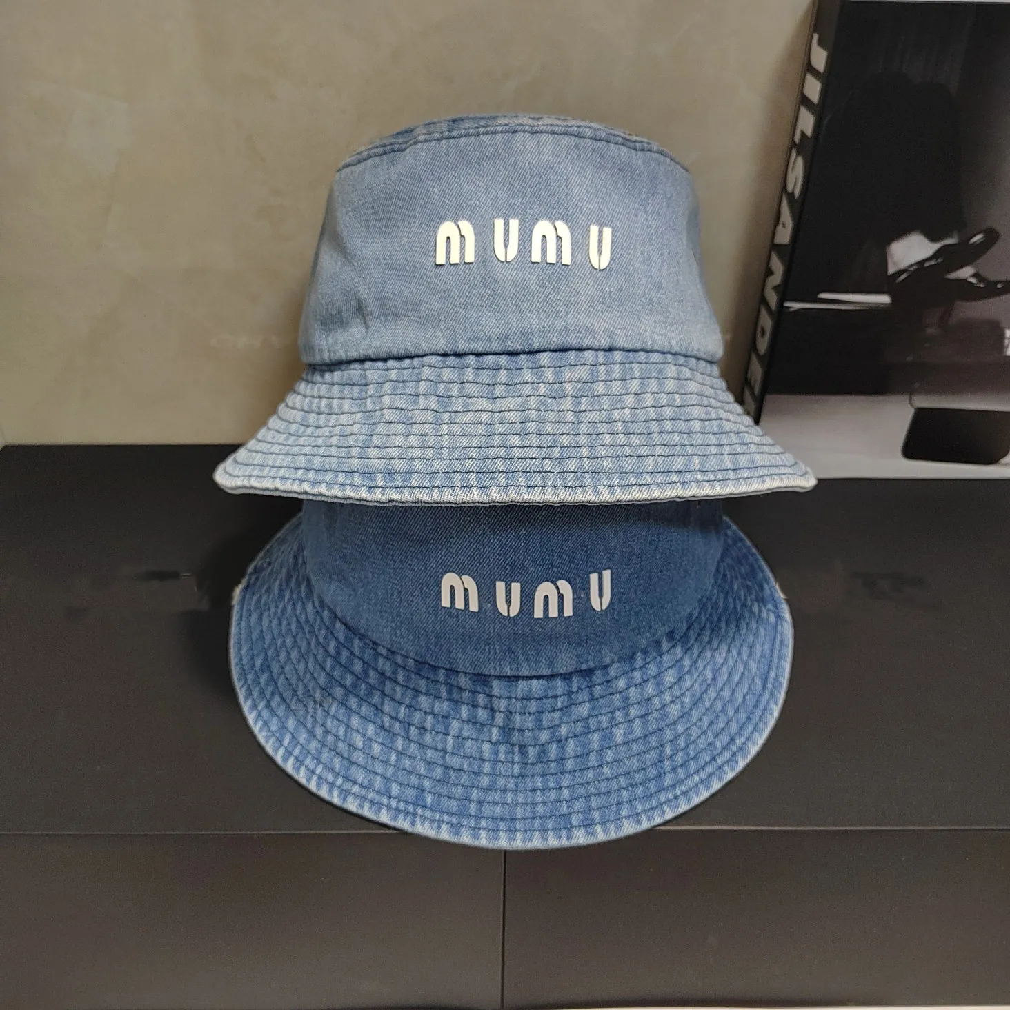 Hoge versie MI Letter Denim Fisherman Trendy Gloednieuwe veelzijdige mode Sunshade en zonnebrandcrème Sun Hat