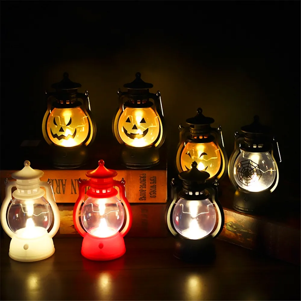 Andra evenemangsfestleveranser Halloween Small Night Light Portable Pumpkin Lamp Electronic Candle with Battery LED Christmas Ornament Home Decorations 230821