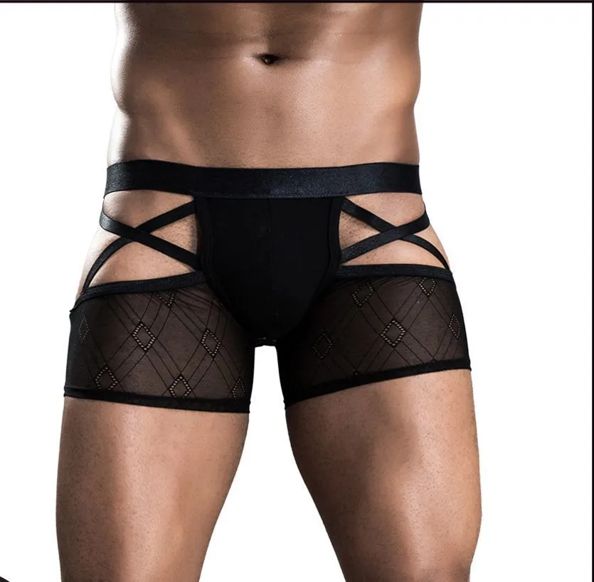 Outras calcinhas sexy interessantes transparentes calcinha masculina/lingerie sexy preto adulto cueca boxeador de desempenho masculino de desempenho 230818