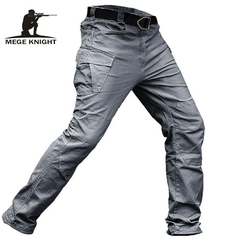 Chándales de hombre MEGE Pantalones tácticos Hombres Ropa militar Cargo Army Estilo casual Pantalones de combate Algodón elástico Multi bolsillo Drop 230818