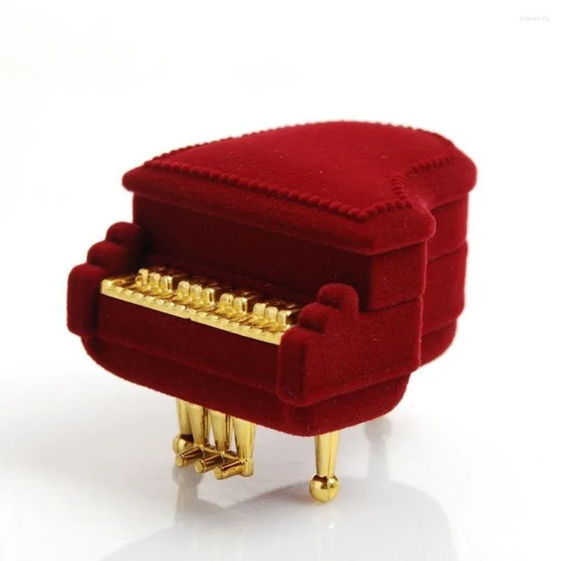 Bijoux Pochettes Trésor Boucle D'oreille Pendentif Fiançailles Cadeau Cas Velours Piano Anneau Boîte De Rangement