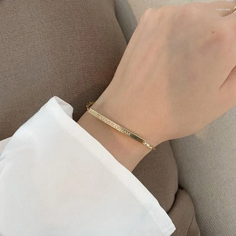 Link Bracelets Personalized Geometric Chain Bangle Bracelet Jewelry Romantic Lover Dream Adjustable Gold Color Anniversary Gifts