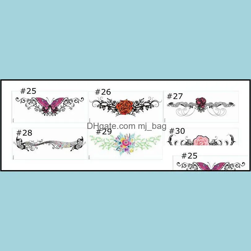 chest temporary flower tattoos jewelry body tattoos art stickers for women chest waist lower back decorative stickers waterproof