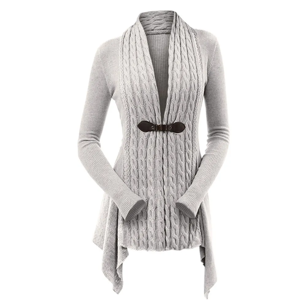 Damskie dzianiny koszulki kablowe Asymetryczne długie swetra sweter żeńskie solidne solidne kardigany w dniu V-de-deck z długim rękawem 230818