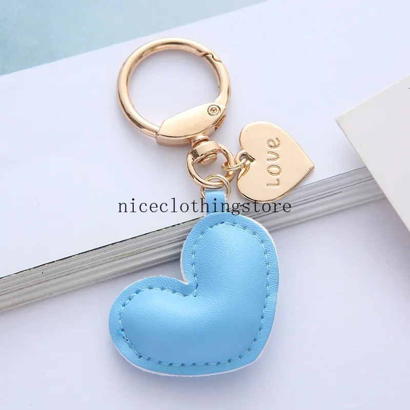 Simple Leather Love Earphone Bag Keychains Luggage School Bags Key Chain Pendant Car Keychain Jewelry Accessories Gift