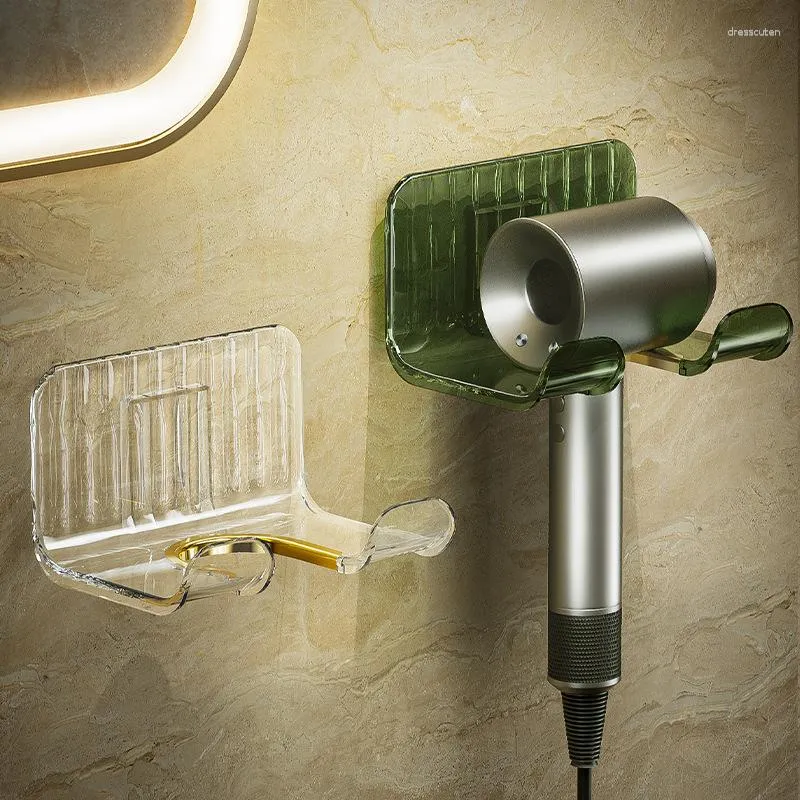 Hair Dryer Holder, Hairdryer Station Accessories Wall Mounted, Straightener Holder, Bathroom Hair Styling Care Tool Organizer, Multi-Functional Space Storage Bracket With Plug Hook & Cups Black