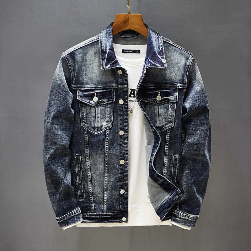 High Quality Mens Stretch Skinny Denim Jacket For Autumn Streetwear And Motorcycle Casual Wear Buttoned Down Retro Style Slim Fit Plus Size 5XL J230821 From Baofu003 31.19 DHgate.Com