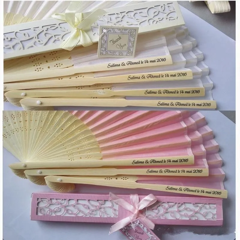 Personalized Wedding Favors and Gifts for Guest Silk Fan Cloth Wedding Decoration Hand Folding Fans 2020