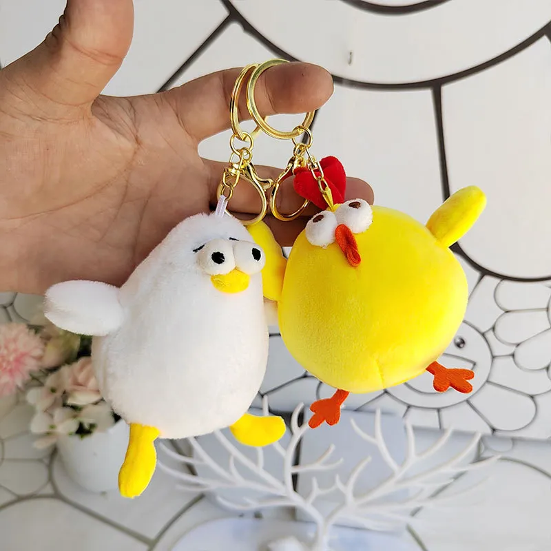 New Cartoon Fat Dun Chicken Plush Toy Pendant Bag Keychain Pendant