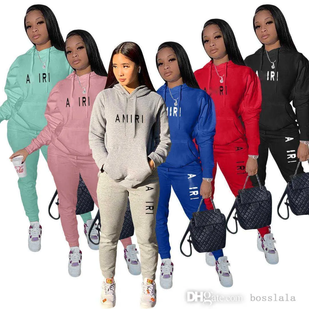 Conjunto deportivo informal con estampado para mujer chandales de dos piezas de mezcla de algodon a la moda para Otono Invierno 2023