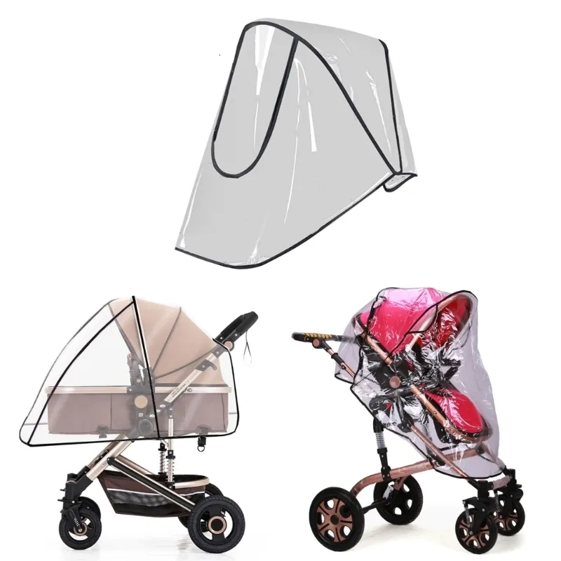 Stroller onderdelen accessoires Stroller Cover transparante wandelwagen regen dekking universeel baby reisweerschild beschermt tegen sneeuwwindstof en 230821