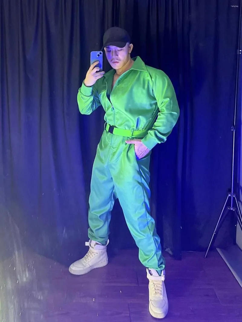Body vert pour danse hip hop masculine vetements de danse jazz pour discotheques et fetes