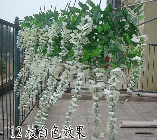 hot Sale Silk Flower Artificial Flower Wisteria Vine Rattan For Valentine's Day Home Garden Hotel Wedding Decoration