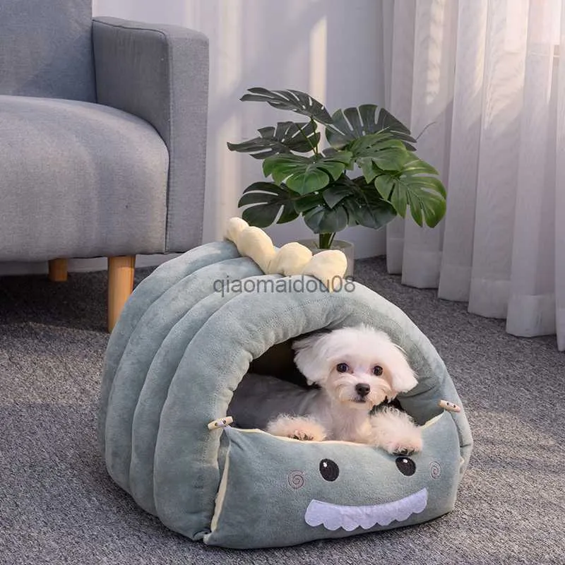 Andere huisdierbenodigdheden 2 in1 dinosaurus huisdier honden huisvouwbare kat voor kleine honden bed winter warme puppy kussens bank verwijderbaar slapende kennel nestproducten hkd230821