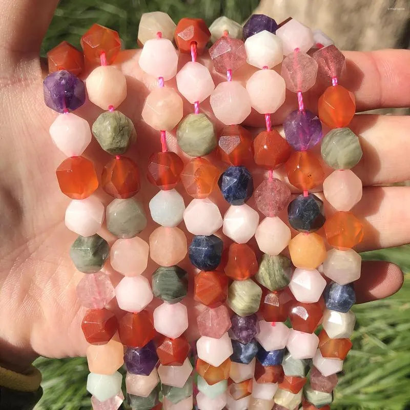 Loose Gemstones Natural Faceted Mixed Stone Beads For Jewelry Making Bracelet Necklace Colorful Round Agate Gemstone Amethyst 6 8 10mm