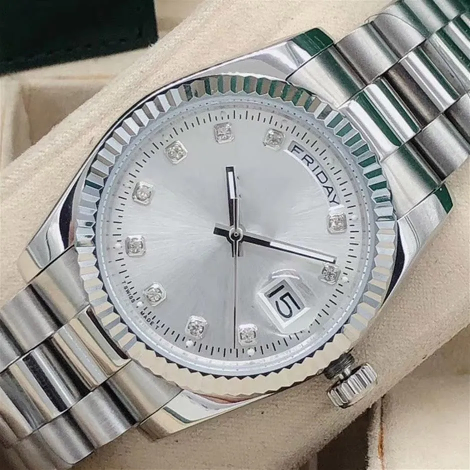 36 mm mody projektantki stalowy mechaniczny ruch automatyczny męski Woman Diamond Watch zegarki mężczyzn Business 2813