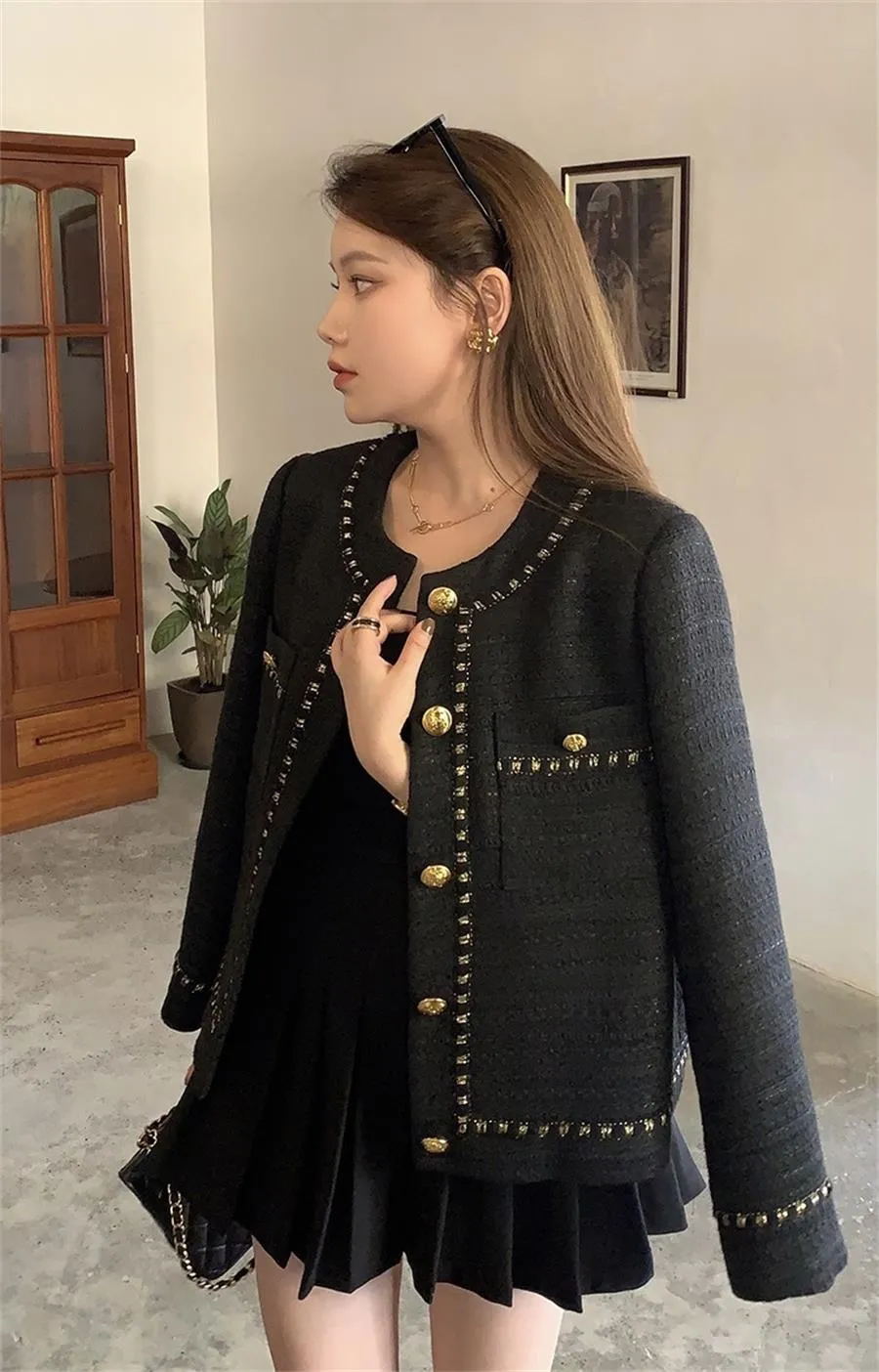 CEL1 NUOVO 2023 Designer Coat Women Women Women Women Designer Fashion Giacca Tweed Coats Black Designer Women Buckle Cardigan Cardigan Mother's Day Christmas Gift