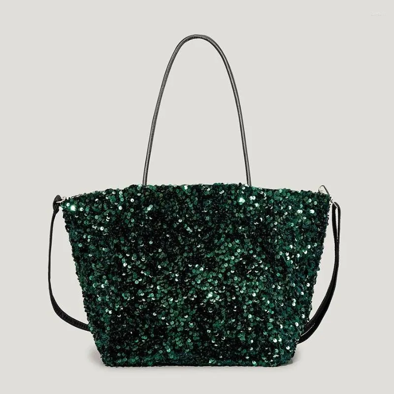 Skolväskor Luxury Sequins Stora Tote Bag Designer Women Handväskor Shinny Shoulder Crossbody Bling Evening Shopper Purse 2023