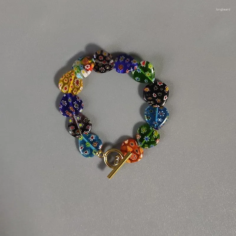Bedelarmbanden Boheemse kleurrijke hartvormige kralen Bracelet Mooi bloempatroon prachtige modearm sieraden geschenken voor meisjes