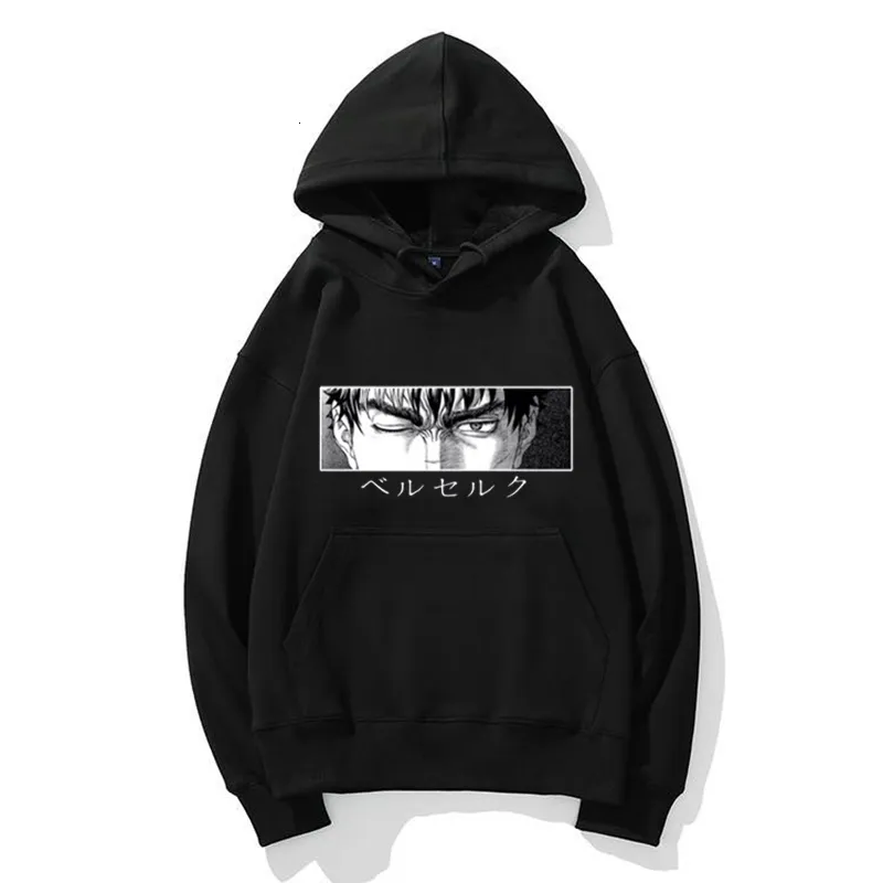 Мужские толстовок толстовок Berserk Anime Hoodie Hip Hop с длинным рукавом повседневное рассылка Harajuku Mits Manga Print Print Cudies Unisex Male Hoode Pullover 230818