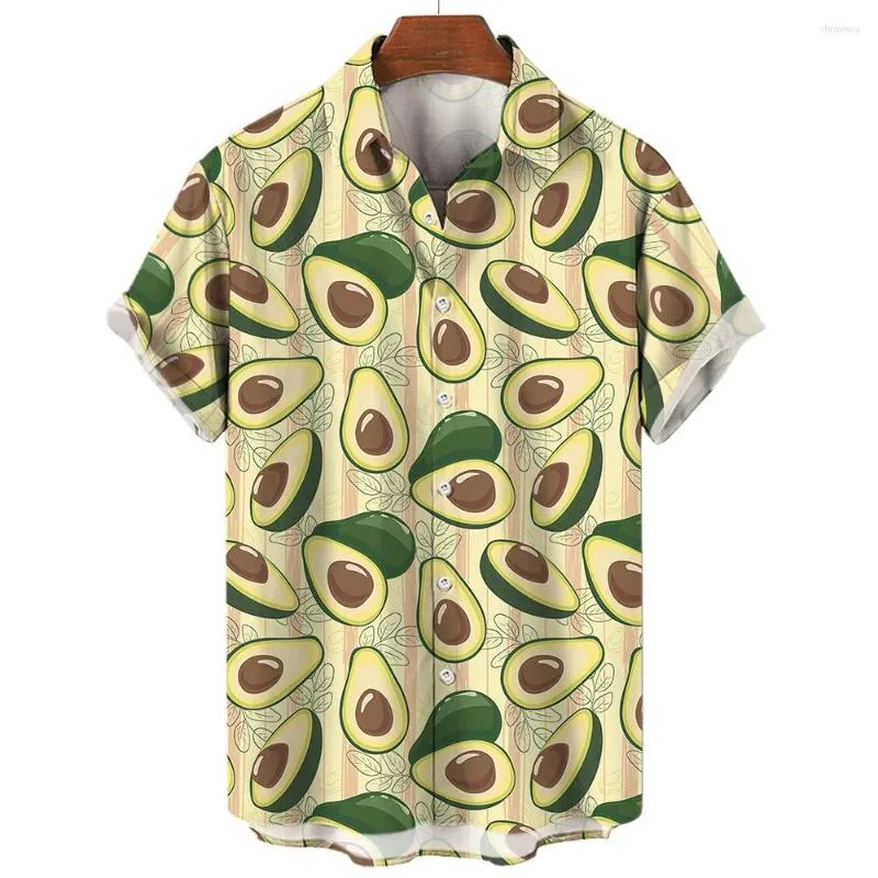 Camicie casual camicie casual dolce modello di frutta da frutto hawaiano avocado stampato abbigliamento comodo