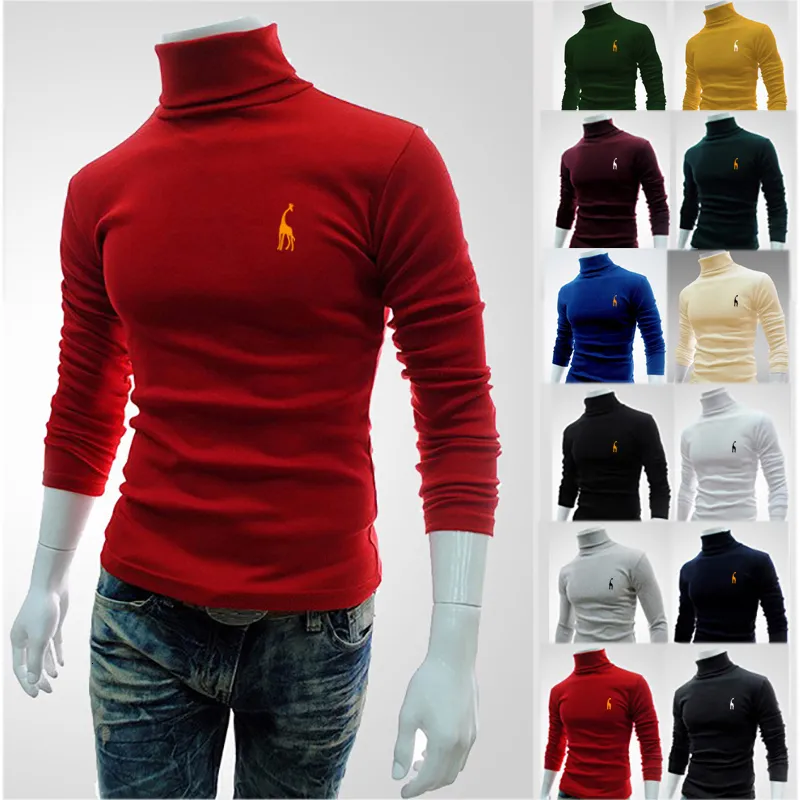 Herrtröjor tröjor Spring Autumn Winter Cotton Cashmere High Elastic Fashion Long Sleeve Bottom Shirt Men's Casual Sports Turtleneck Quality Tops 230821