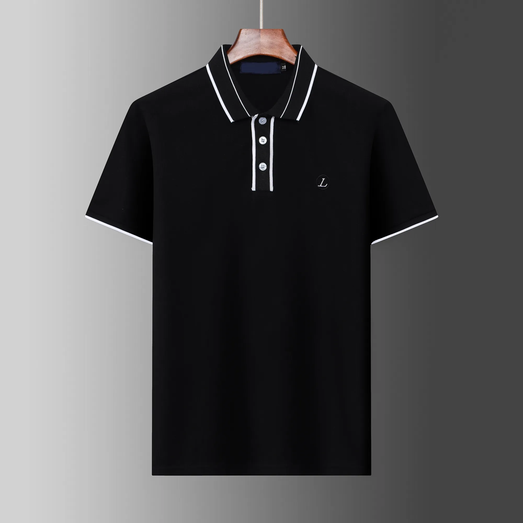 Mens Wolf Black Golf T Shirt Fashionable Casual Sleeve Lapel Tee