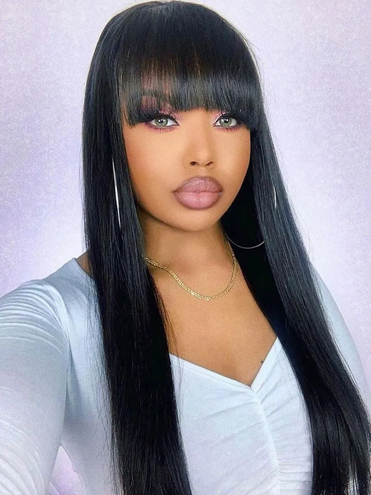 30 Inch Brazilian Full Bone Straight Synthetic Bob Wig With Bangs