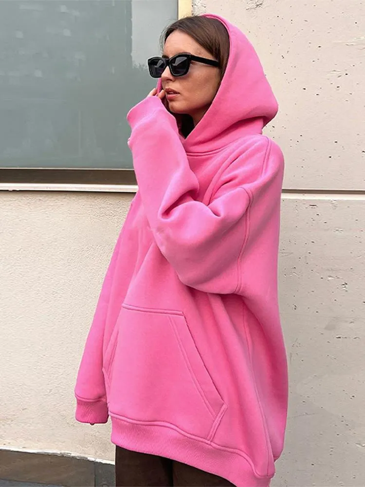 Sweat à capuche pour femme femmes surdimensionné automne hiver solide épais chaud sweats à capuche femme décontracté à manches longues hauts pullover Streetwear