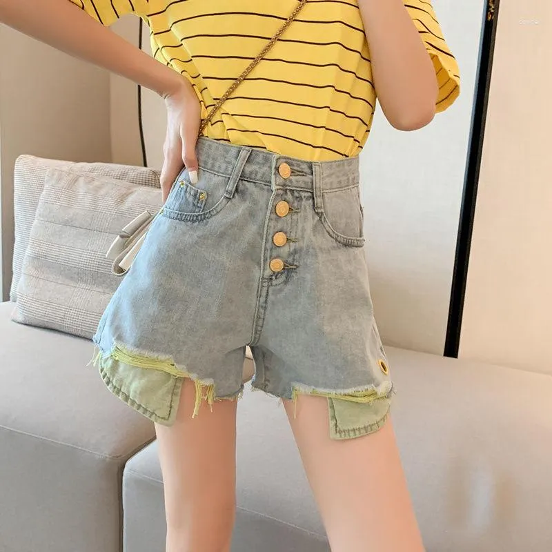 Frauenshorts hohe Taille Jeans Short Hosen für Frauen, um tasche weite Frauen jugendliche normale Kleidung xl ästhetische koreanische Style Jeans