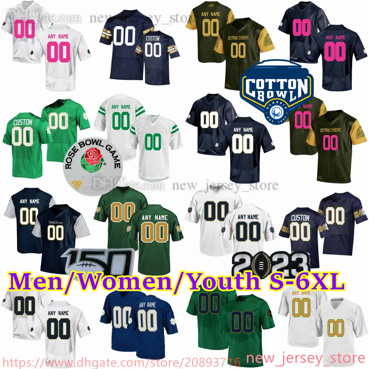 Custom 2023 NCAA College Notre Dame Fighting Irish Football Jersey 16 Brandon Joseph 22 Harrison Smith 9 Jaylon Smith 55 Jarrett Patterson costure