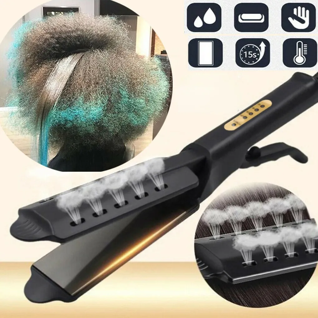 Irons de curling Cabelo Profissional Longenhador de íons negativos Aquecimento de ferro plano Pente Termure Control Ferramentas de estilo de alisamento 230821