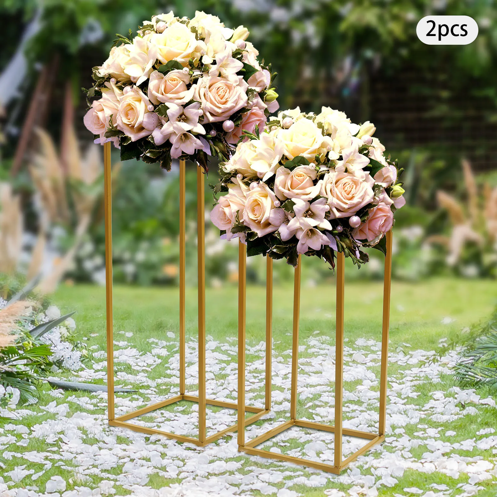Novelty Items 4Pcs Gold Flower Floor Stand Metal Column Flower Stand Flower Arrangement For Wedding Party Dinner Centerpiece 230818