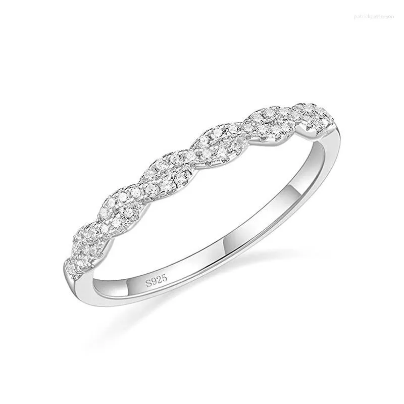 Klusterringar 925 Sterling Silver Knutted Pave Cubic Zirconia Engagement Wedding Woman Eve Anniversary Gift