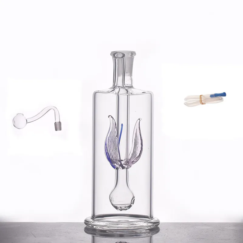 화려한 미니 10mm 암증 DAB 리그 BONG PYREX 유리 오일 버너 그릇 내부 꽃 담겨 실리콘 호스