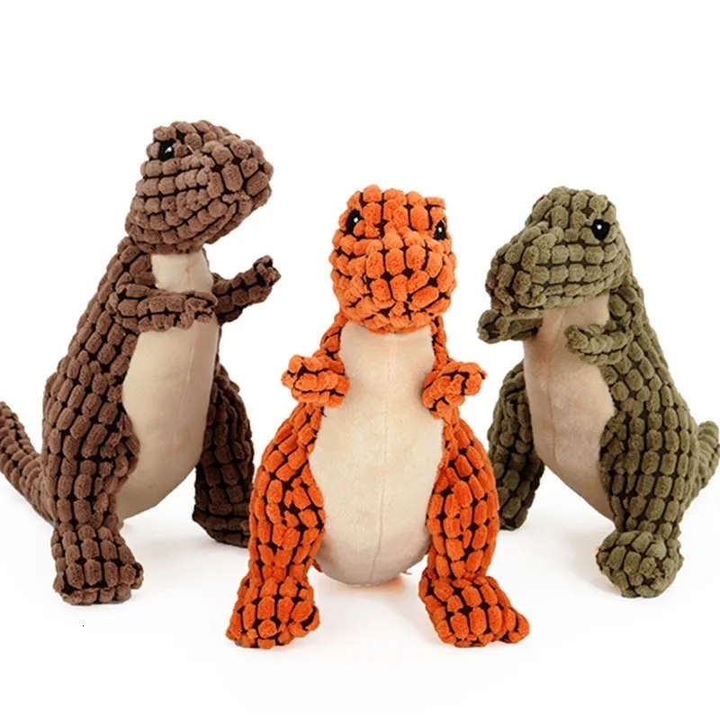 Dog Toys Chews HOOPET Toy VIP Link Indestructible Plush Dinosaur Chew Squeaky Stuffing Pet Supplies for Small Big Dogs 230818