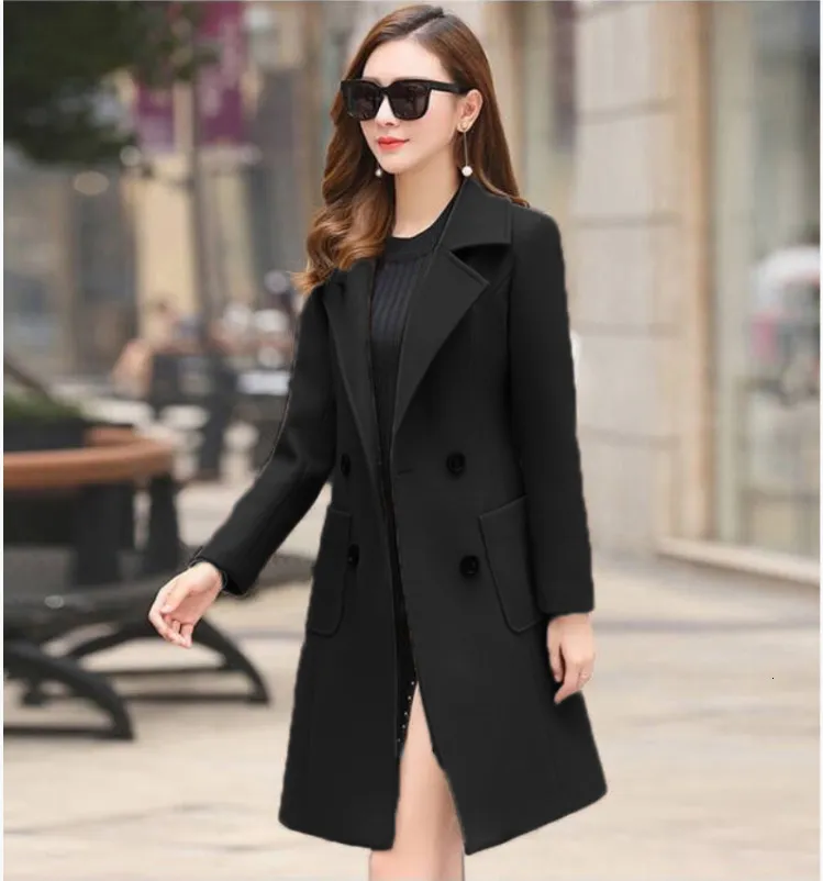 Womens Wool Blends Jackets For Women Fashion Style Designer Winter Plus  Size 4XL Long Slim Double Breasted Very Warm Coat Elegant 230818