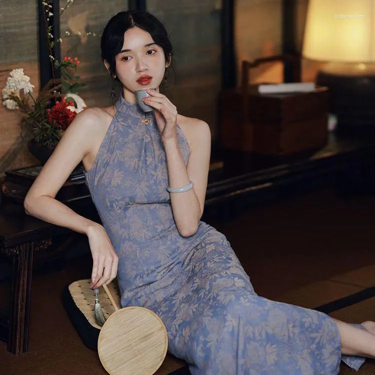 Roupas étnicas estilo chinês vintage hanfu qipao vestido mulheres elegantes sem mangas cheongsam casual diariamente