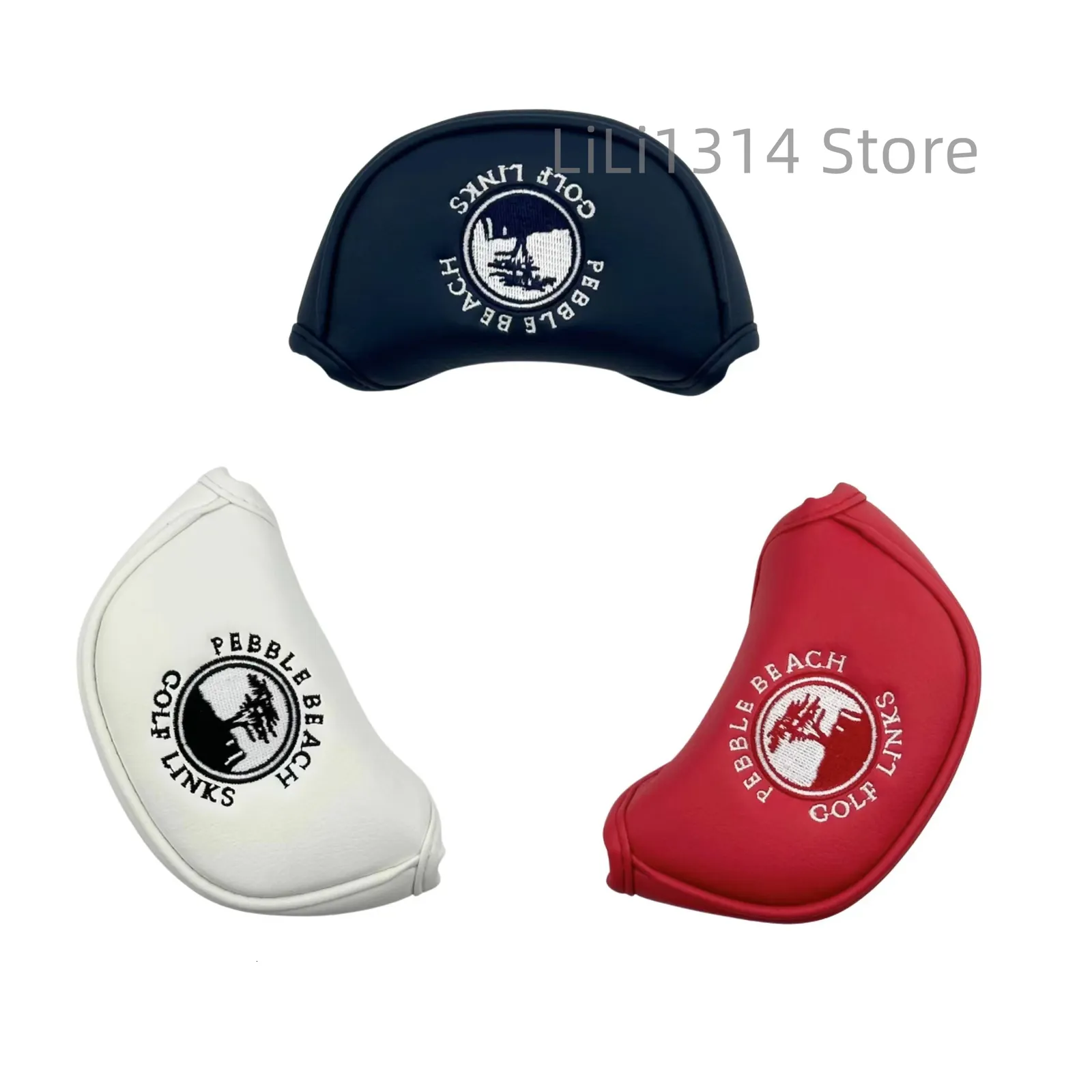 No Logo White Mallet Putter Head Cover – Synthetic Leather, 2-Ball Design, Vinyl, Easy Use