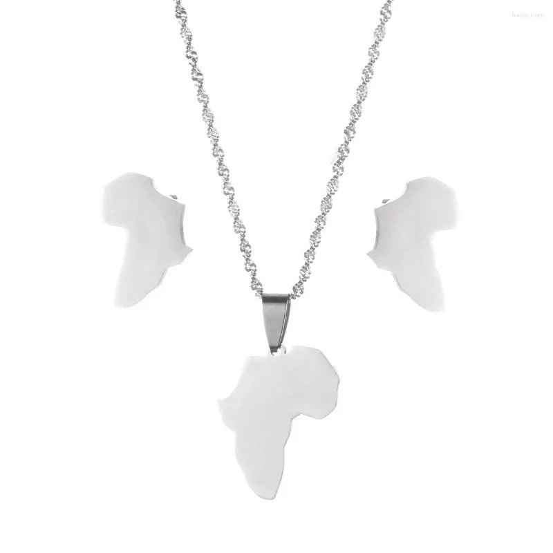 Orecchini di collana set di ciondoli africani in acciaio inossidabile argento per donne stallone Africa feste di gioielli