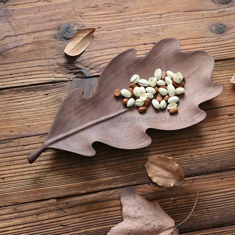 TEA TRAYS Hushåll Svart Walnut Träkök Country Style Hand-snidad bladskiva originalitet Woodiness Tray