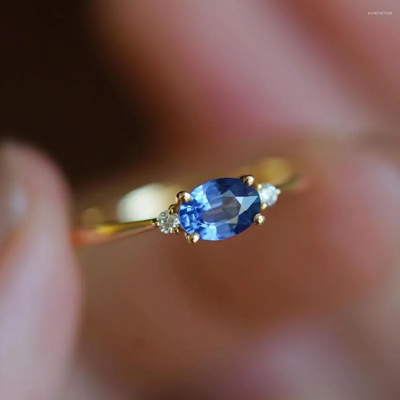 Bagues de cluster WPB S925 en argent Sterling femmes ovale bleu diamant Premium bijoux pour filles cadeaux de vacances tendances de mariage