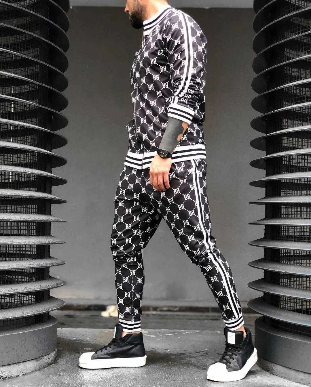 【DYNAFIT】 GAIA (Gaia) Men's Training Suit /追跡付 High Quality 3D Printed Plaid Tracksuit Mens Set Plaid