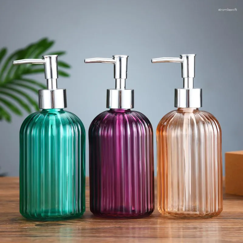 Refillable Glass Liquid Soap Dispenser 400ml Capacity, 19x7.6cm Size, Ideal For Hand Shampoo