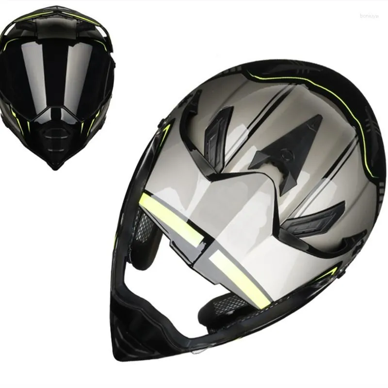Motosiklet kaskları moda açık havada kapalı yol casco moto kir bisiklet motokros seti lens ile yarış kask