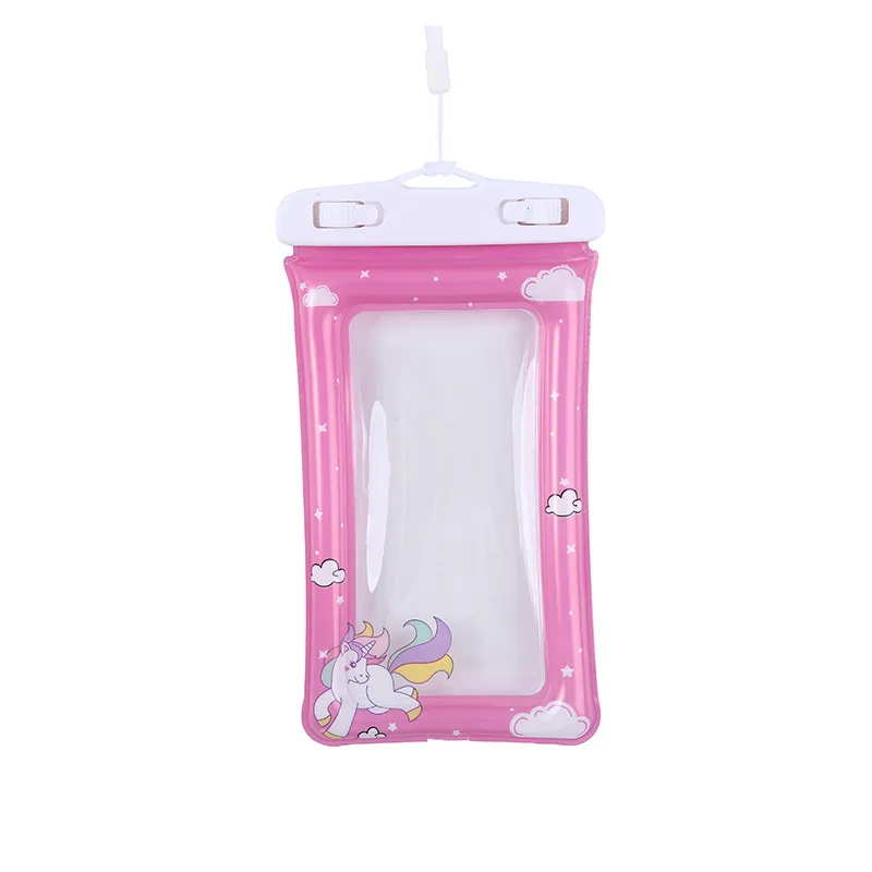 Universal Cartoon Waterproof Waterproof Cass to iPhone 15 14 13 Pro Max Samsung Huawei Xiaomi Telefon Transparent Clear Bag Pływanie zdjęcie z paskami